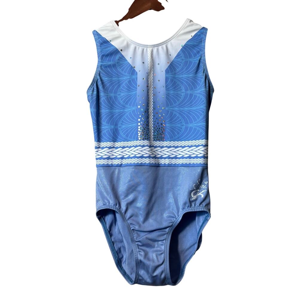 GK Elite Suni Lee Gymnastics Leotard Size Adult Small Blue and White